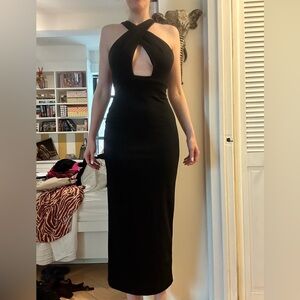 Elegant Black Fitted Halter Dress, size 8